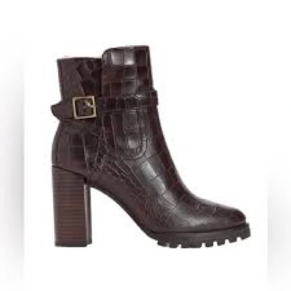 🤎NEW WITH BOX & dust bag Paige chocolate leather, croc-stamped boot 🐿️ - Picture 3 of 17